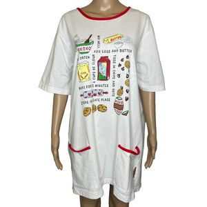 Womens XL Improved Living Cotton Blend White Recipe Graphic T-Shirt Cotton Blend
